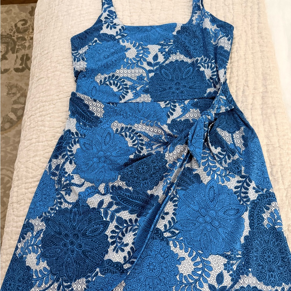 Blue Floral Tie-Waist Sundress
